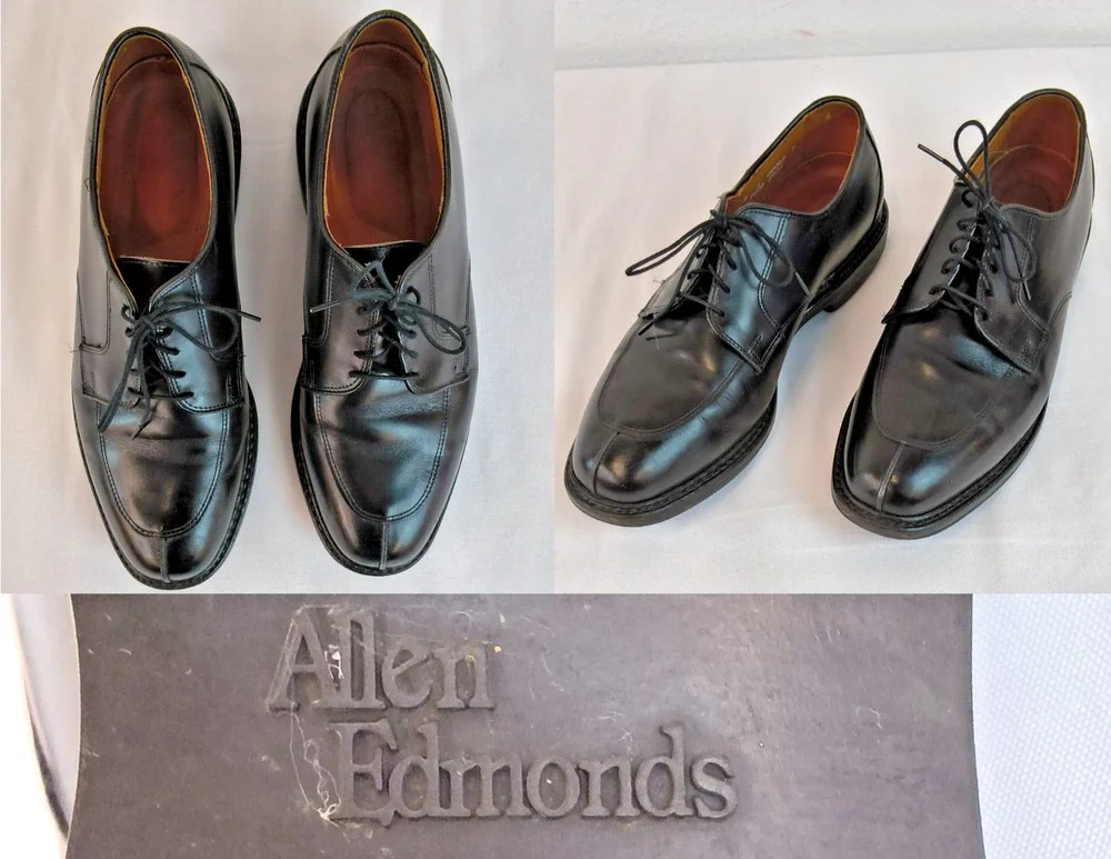 Allen Edmonds Dress Shoes Delray Mens 8E Black Calfskin Leather Split Toe #W5538